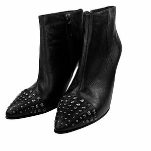 VANELI Sz 5 1/2 Black Leather Heeled Boot 3 1/2"